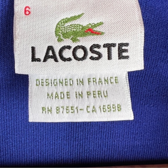 VINTAGE LACOSTE ¼ ZIP MEN’S PULLOVER. Blue w/green alligator logo. 100% Cotton - Picture 5 of 8